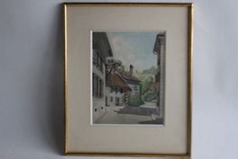 Aquarelle Bégnins J. JUNET 1955 Vaud