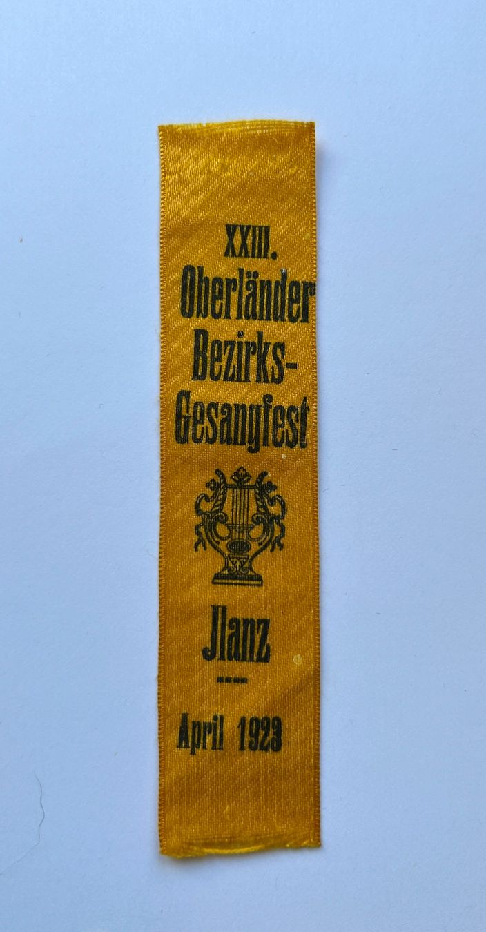 Nastri decorativi: Oberländer Bezirks-Gesangsfest Ilanz 1923 – Usato da Untervaz venduto da buesmig