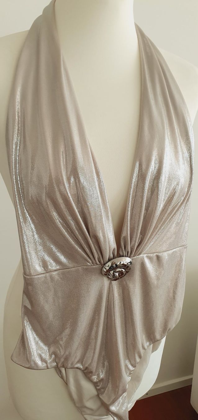 Top: Body beige silberfarben Gr. XS/S elegant – Usato da Stansstad venduto da InStyle8 1