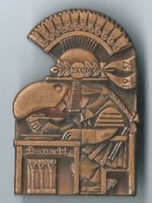 Basler Plaketten & Abzeichen: Fasnachtsplakette Basel, "Blaggedde" 1957 (Bronce) – Gebraucht aus Zürich von t24_de