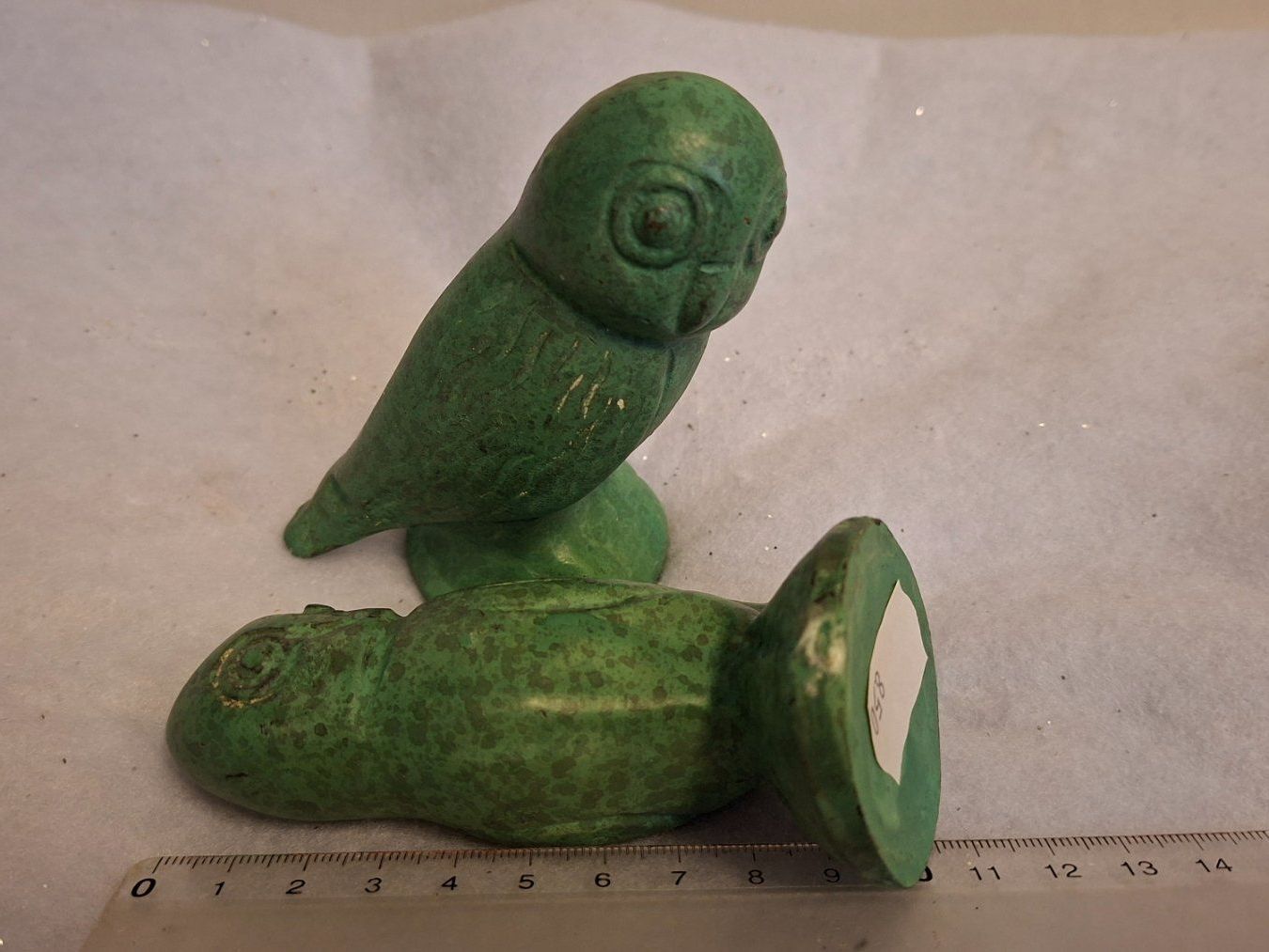 Figuren: 2er Set Eulenfiguren aus Metall, Grün Patiniert – Neu (gemäss Beschreibung) aus Kriens von Wolly85 3