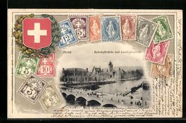 Präge-AK Zürich, Bahnhofbrücke und La