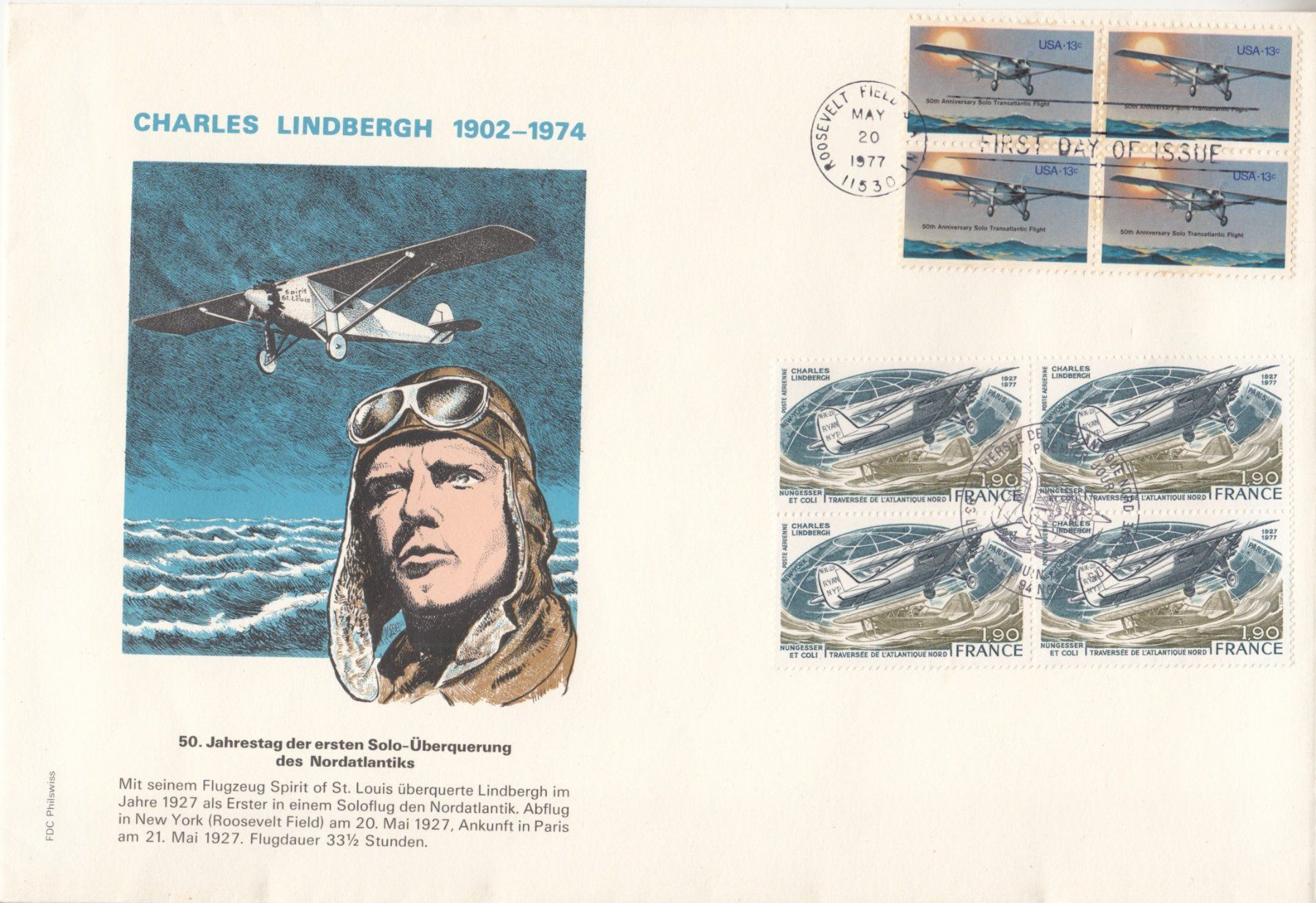 Tutti i francobolli: Charles Lindbergh Überquerung Nordatlantik – Usato da Bürglen TG venduto da StampGraf
