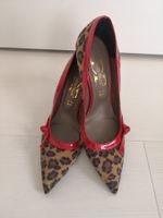 🤩DIVINE FOLLIE LACK-FELL-PUMPS-SCHUHE, LEO-MUSTER, ITALY