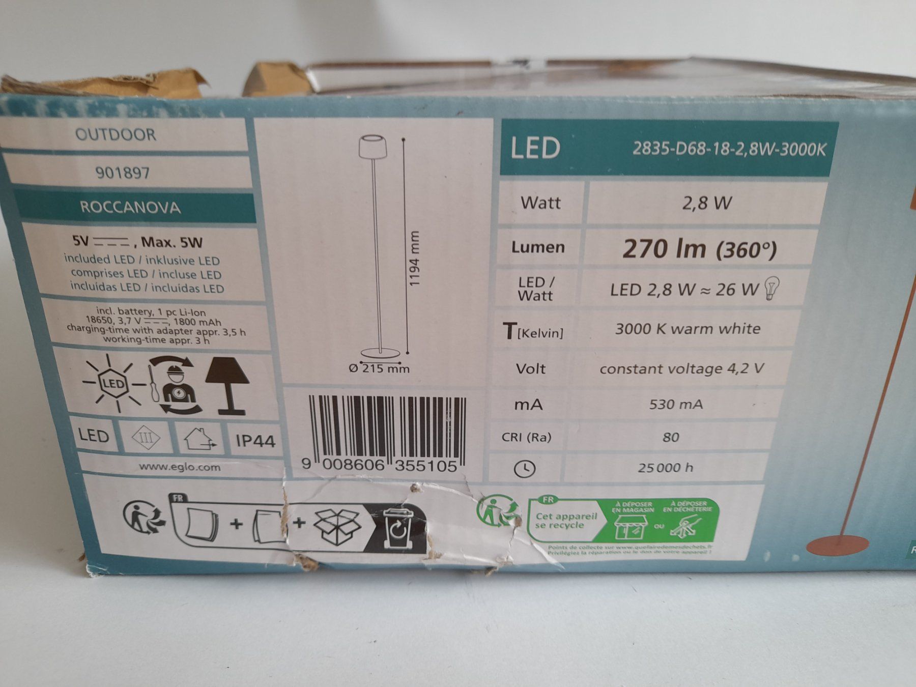 Eglo Lampade: EGLO STEHLEUCHTE LED ROCCANOVA – Nuovo (secondo la descrizione) da Liebefeld venduto da Restwert_Liebefeld 5