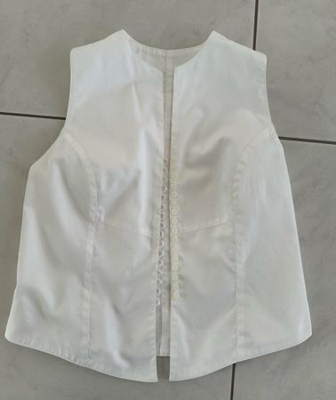 Top/Weste aus weissem Baumwollsatin, Gr. M