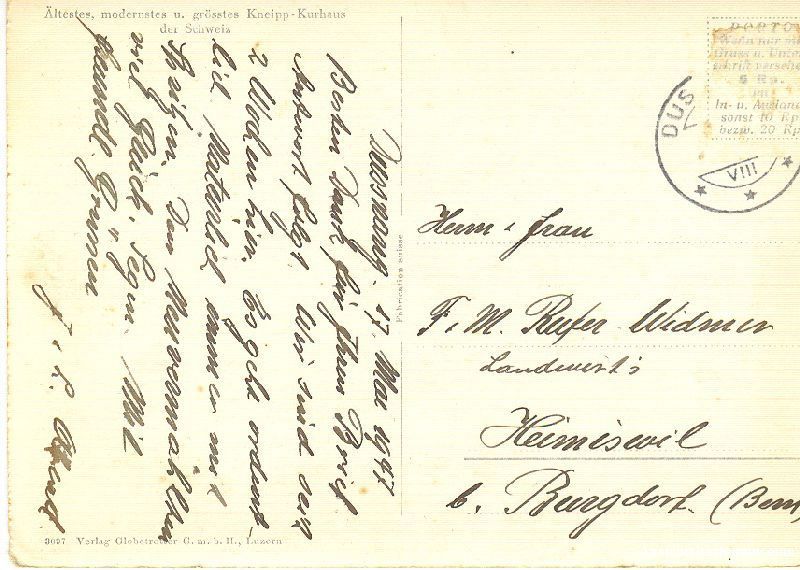 Ansichtskarten: Dussnang - Kurhaus + 1947 – Gebraucht aus Emmenbrücke von teestube 1