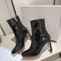 Sexy Lack PU Leder Lack Stiefel Gr. 36 Schwarz und Beige