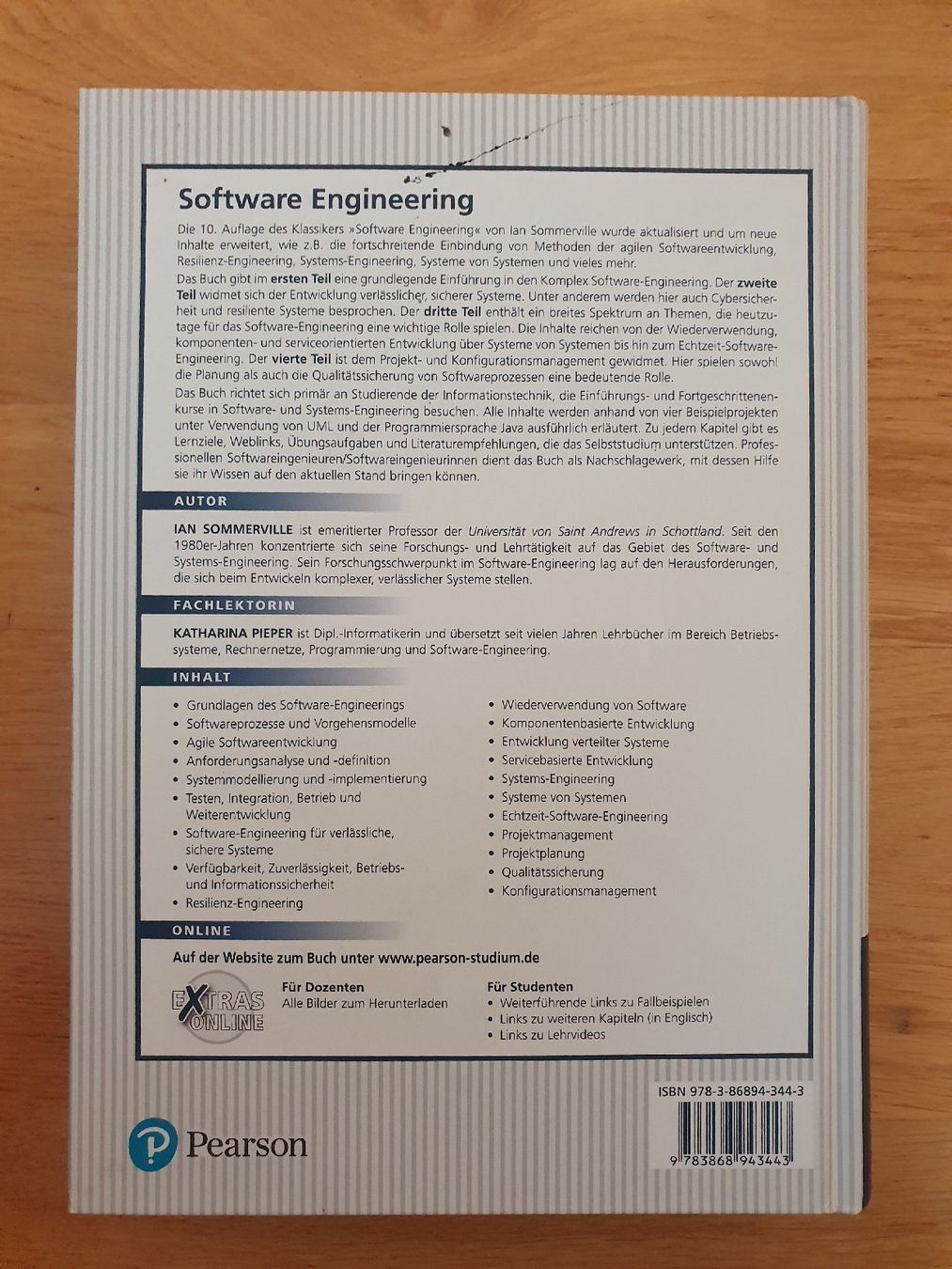 Libri: Software Engineering, 10. Auflage, Ian Sommerville – Usato da Moosseedorf venduto da Sonnenschein.. 1