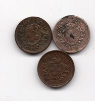 (2461) 3 x 1 Rappen 1855-66-1939, rare Jahre