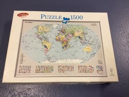 Puzzle Weltkarte, 1500 Teile gebraucht, 84,3 x 59,8 cm