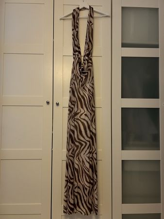 Maxi Dress Zebra Print Halter Neck Good Condition