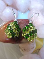 PERIDOT/CHROMDIOPSIDST.OHRHÄNGER MAS.S.925° MP, HANDARBEIT