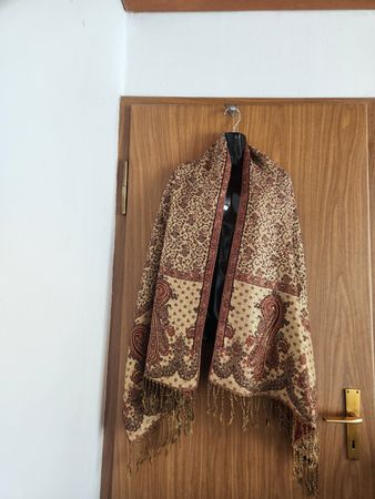 Écharpe jacquard motifs cachemire & floraux, coton/soie