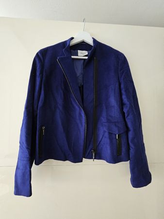 Akris Punto Jacke Wolle Angora Blau Grösse 36 