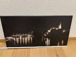 Bild Basler Münster und Wettsteinbrücke bei Nacht