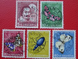 1956, Pro Juventute: J163-167, IDEALE KRÖNLI-Stempel