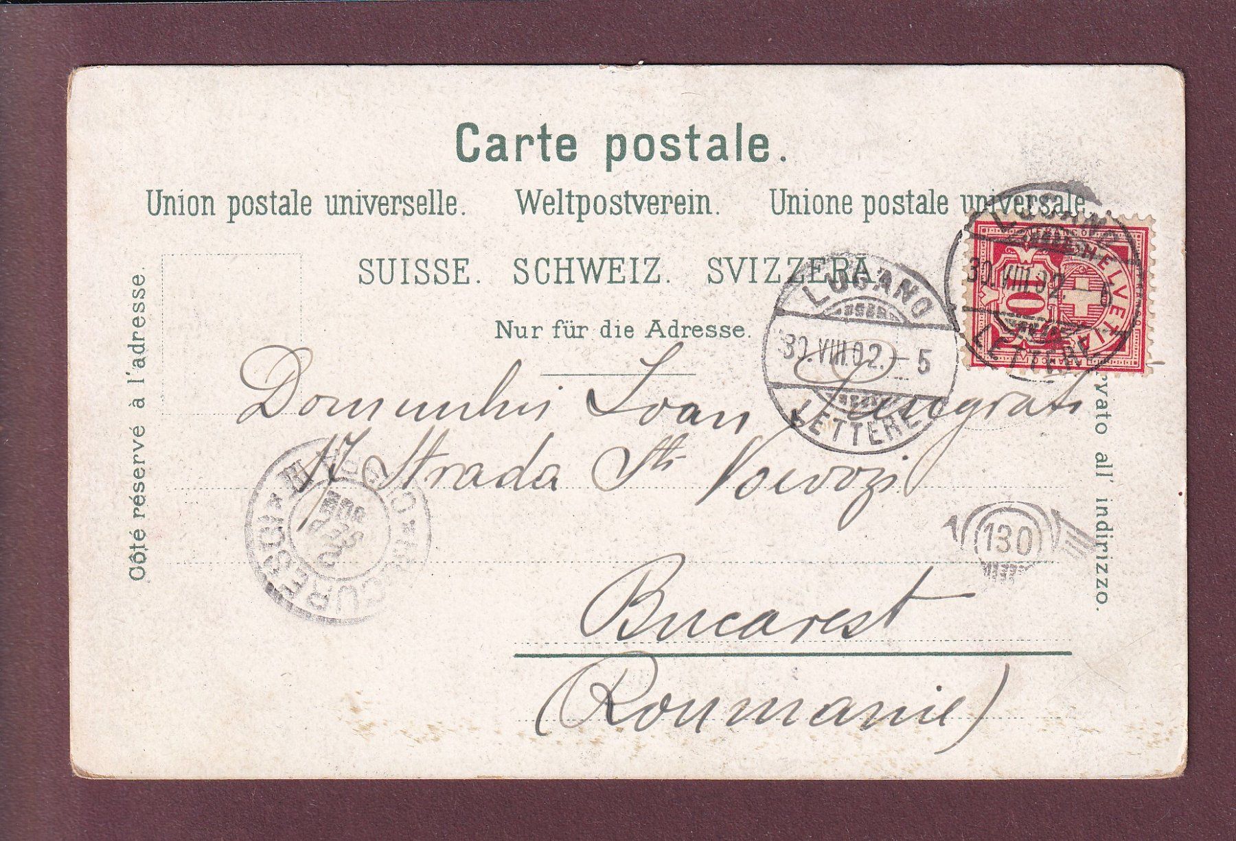 Cartoline postali: Ricordo di LUGANO - 1902 – Usato da Pully venduto da nicecards 1