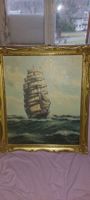 Gemälde Segelschiff auf hoher See, signiert Fred Müller