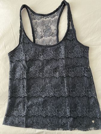 Shirt A & F dunkelblau mit Durchbruchmuster