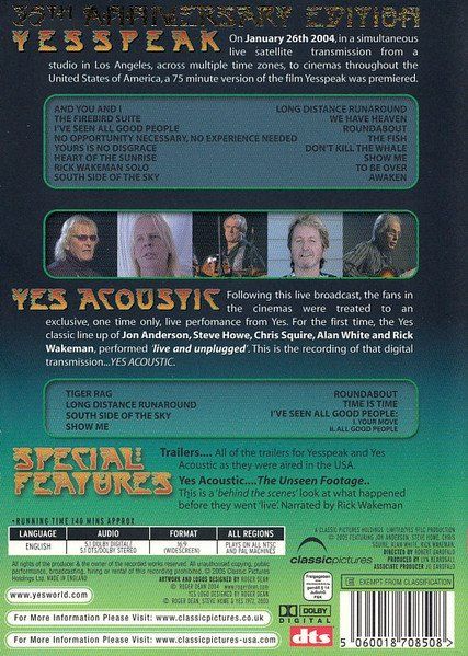 Alle DVDs: Yes: Yespeak Acoustic DVD – Neu (gemäss Beschreibung) aus Steinhausen von Vilivinili 1