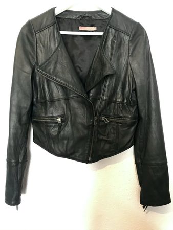 Leichte, schwarze Lederjacke von Saint Tropez
