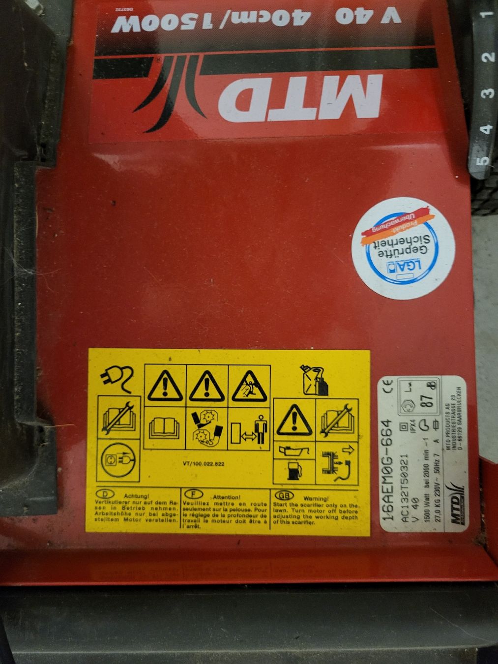 Mtd Attrezzi per la lavorazione del suolo: Elektro Rasen Vertikutierer – Usato da Winterthur venduto da Jason.Schmid 1