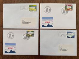 ATM Typ 11, 12, 13, 14 je auf Brief, 2x 70 Rp. und 2x 90 Rp.