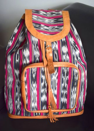 TOP Rucksack Leder gewoben Ethno-Rucksack