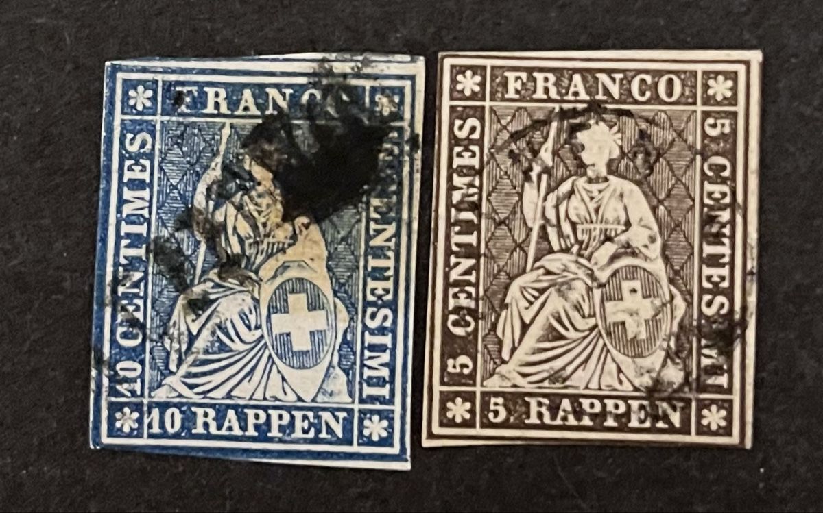 Tous les timbres: Strubel 22G + 23G Cat. 60.- CHF  – D'occasion à Sottens par thigroux