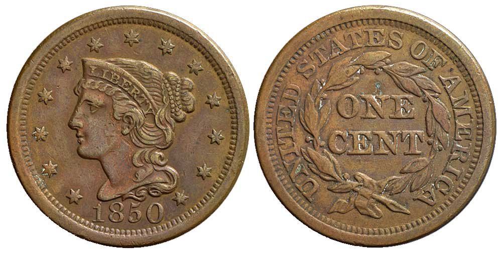 Tutti le monete: USA, 1 Cent 1850 – Usato da Chiasso venduto da Novamarketing