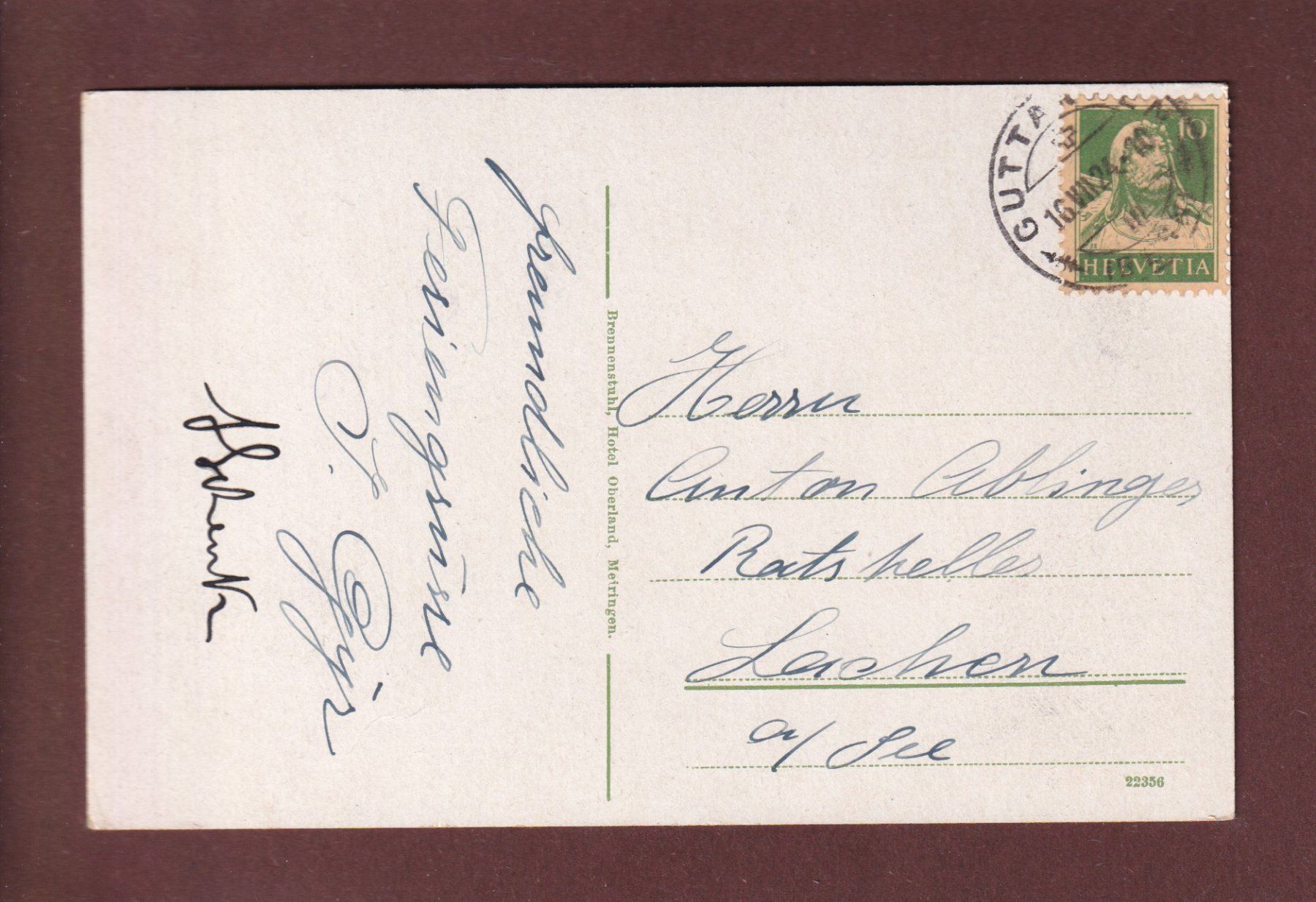 Ansichtskarten: GRIMSEL - 1924 – Gebraucht aus Pully von nicecards 1