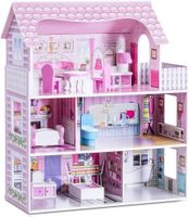 COSTWAY Puppenhaus aus Holz 3 Etagen