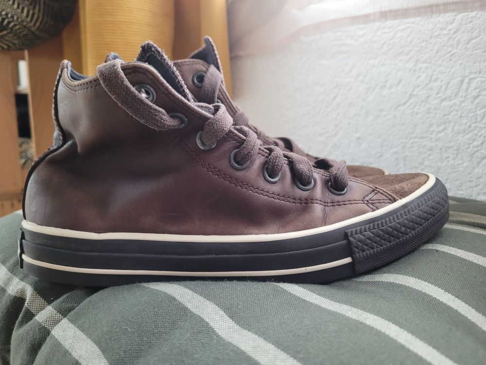 Converse en cuir montante best sale