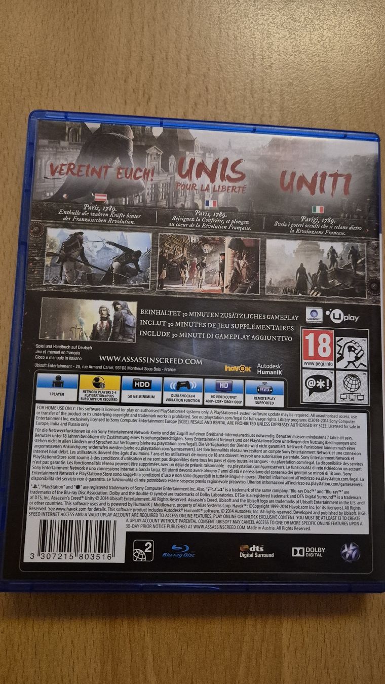 Giochi: Assassin's Creed Unity PS4 – Usato da Richigen venduto da mon_lz67 1