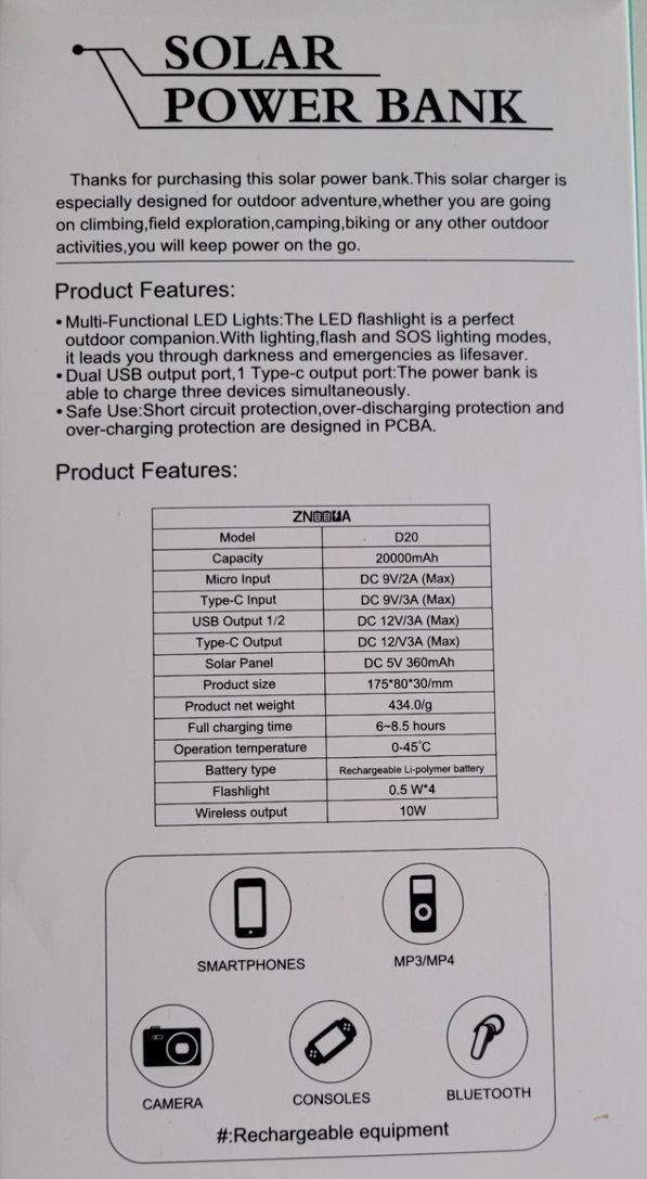 Dispositivi a energia solare: SOLAR Power Bank 20000mAH – Nuovo e nell'imballaggio originale da Zürich venduto da dee_75my 6