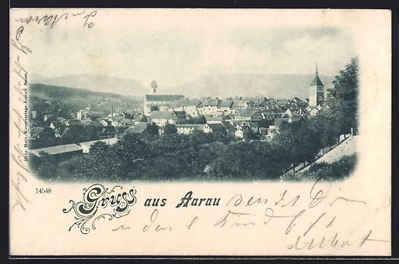 Cartoline postali: AK Aarau, Gesamtansicht, 1901 – Usato da Berlin venduto da bartko-reher