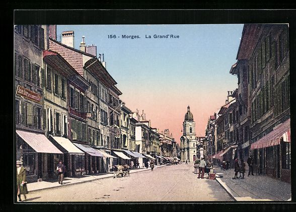 Cartoline postali: AK Morges, Teilansicht, La Grand Rue – Usato da Berlin venduto da bartko-reher