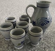 Grueyere Krug Set, Steingut Krug mit 6 Bechern, Neu ungenutz