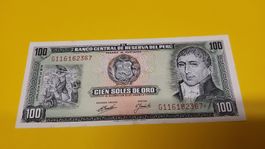 Peru 100 Soles de Oro Banknote, Jahr 1974,