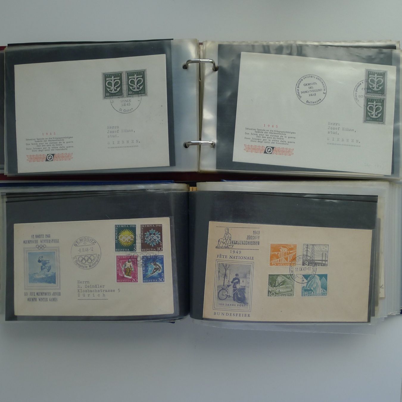 Tutti i francobolli: Über 4 Alben Sammlung Briefe, Bundesfeierkarten, Postkarten – Usato da Ebikon venduto da SilvioFreund 4