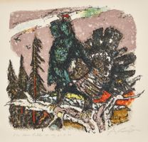 Carigiet Alois "Auerhahn auf Ast"mit Bleistift handsigniert