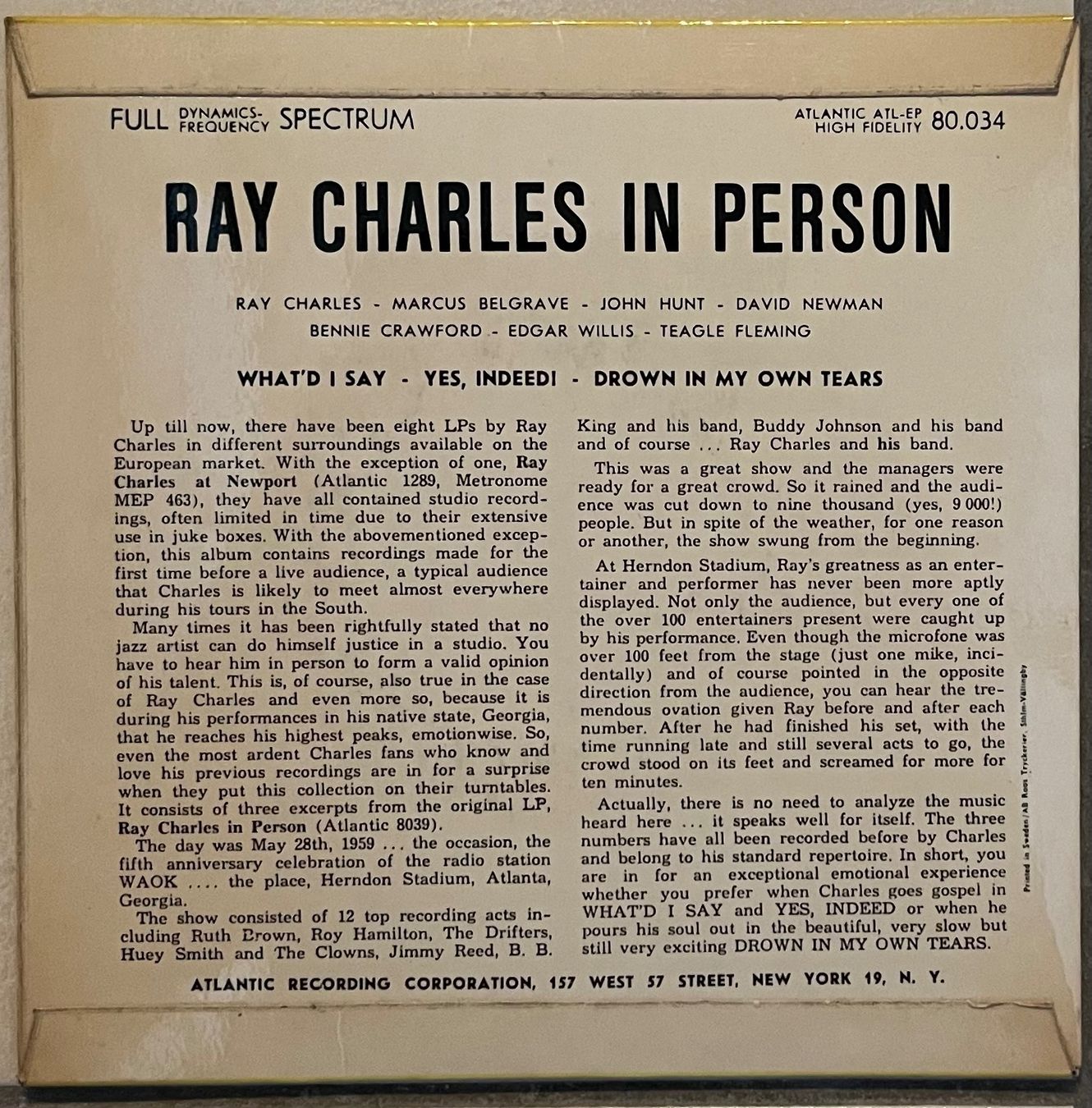 Dischi in vinile: RAY CHARLES - RAY CHARLES IN PERSON – Usato da Bussigny venduto da vinyl-pas-cher 1