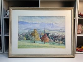 Aquarellgemälde Landschaft von Eugen Menzi (1897-1971)