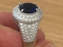 Luxus Elegante Gr.19/9 Ring Farbe: Silber /blau Zirkonia