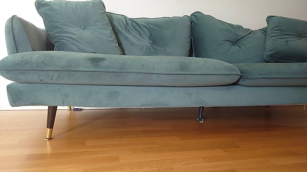 Mömax Divani: Retro 3er  Sofa in Petrol Samt – Usato da Riehen venduto da nic_6hjn 1