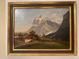 Ölgemälde, Wetterhorn Grindelwald, Berglandschaft Schweiz