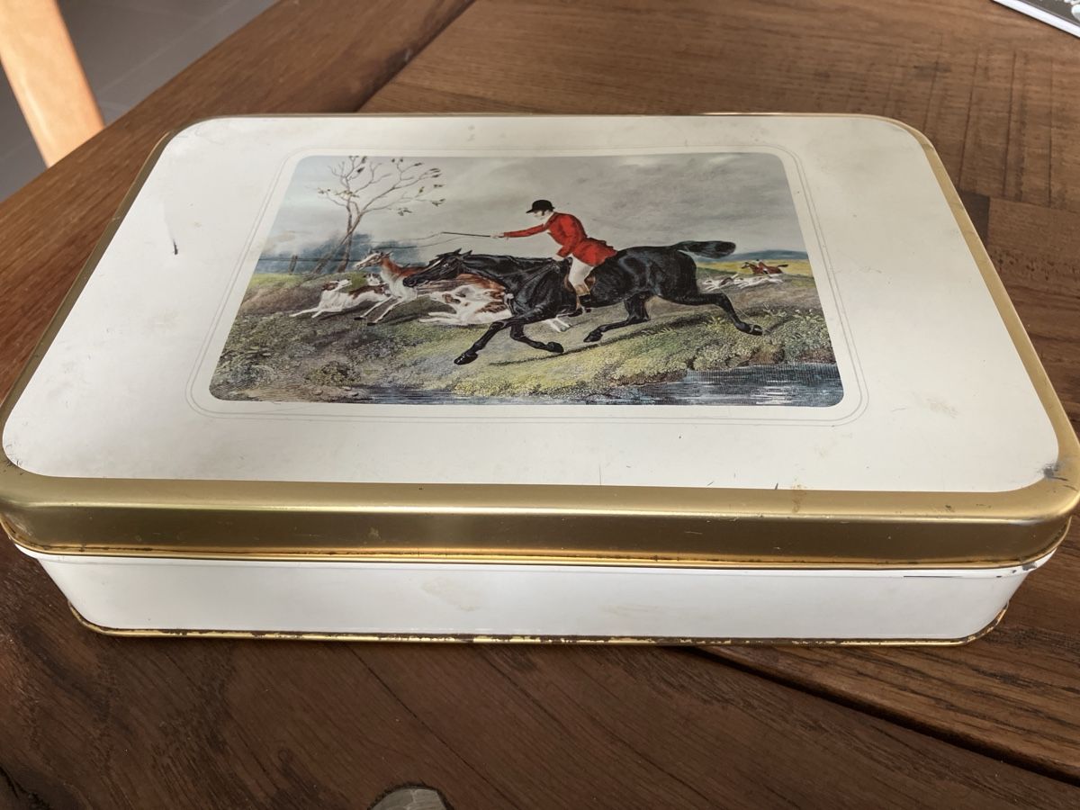 Zuckerdosen: antike Blechdose Vintage mit Jagd-Motiv – Gebraucht aus Dittingen von Forfour1 1