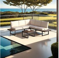 Lounge Set mit Aluminiumgestell, pulverbeschichtet
