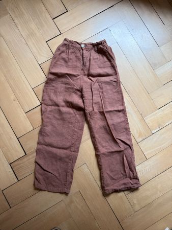 INDI & COLD - Leinenhose rostbraun 36